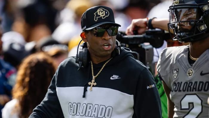 Deion Sanders on the field pregame